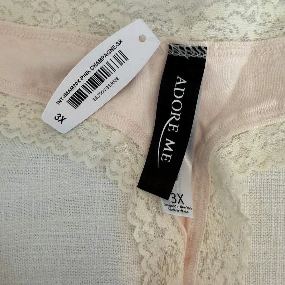 Adore Me Panty Bundle 2X 3X Bijou Blue Bikini Pink Champagne Thong Lace New
